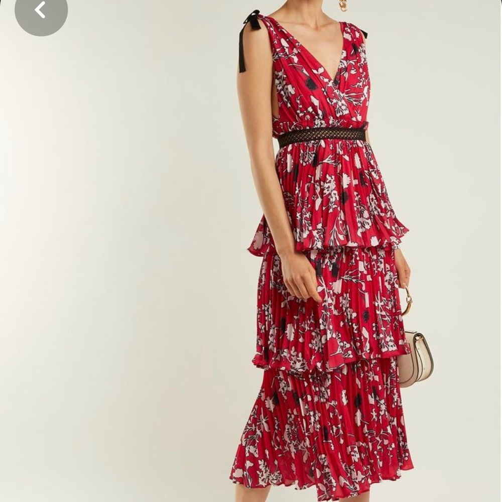 Self Portrait Tiered Floral Midi Dress
